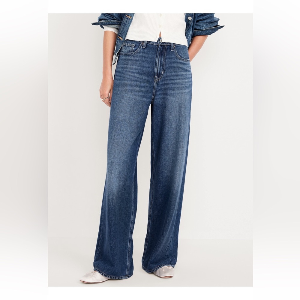 Old Navy High-Rise Baggy Wide Leg Drapey Denim SIZE 0